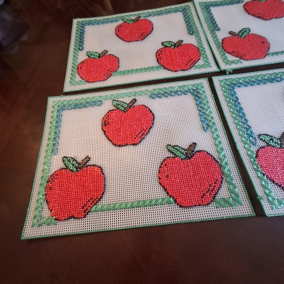Handmade Other - Handmade Red Apples Needlepoint Plastic Canvas   Size 16.5" x 13"